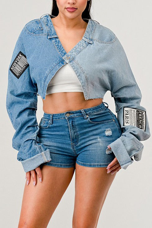 Patched Denim jacket