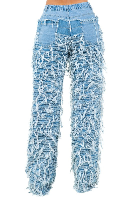 SHREDDED DENIM PANTS