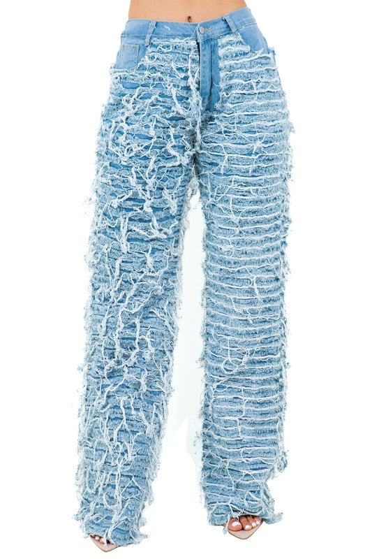 SHREDDED DENIM PANTS