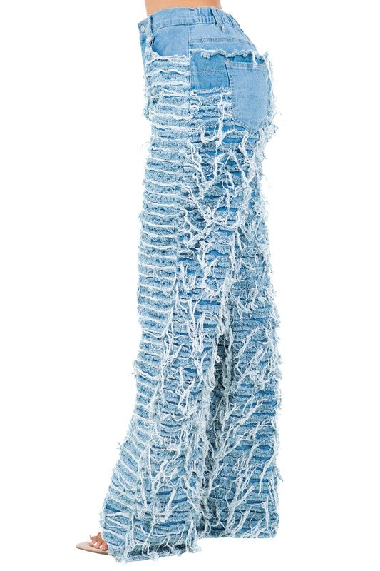 SHREDDED DENIM PANTS