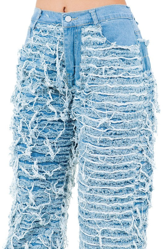 SHREDDED DENIM PANTS