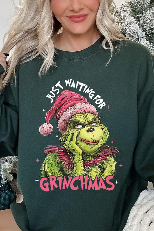 Just Waiting For Grinchmas Fleece Sweatshirts - StreetChic