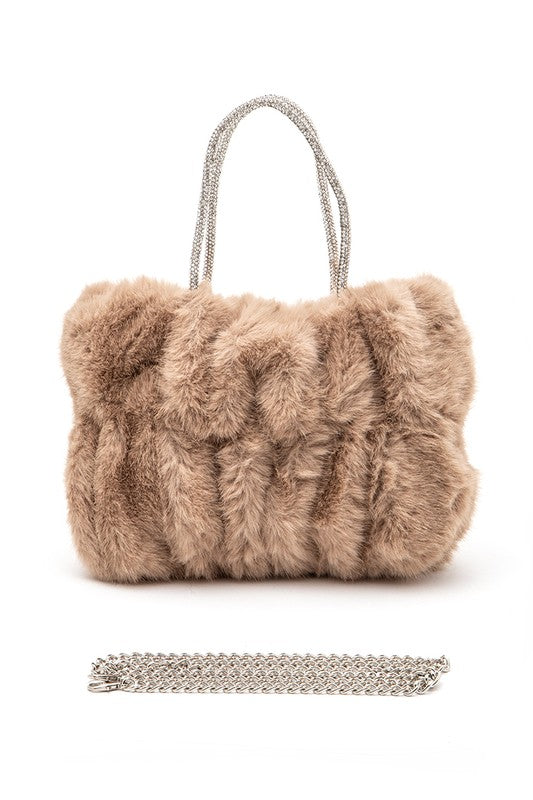 Rhinestone Faux Fur PURSE